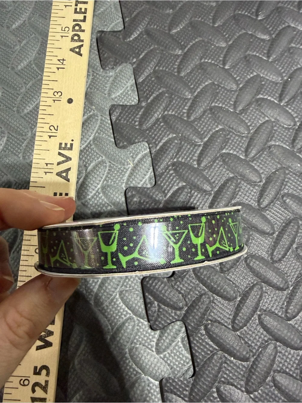NWT Black and Green Martini Ribbon, 15 feet